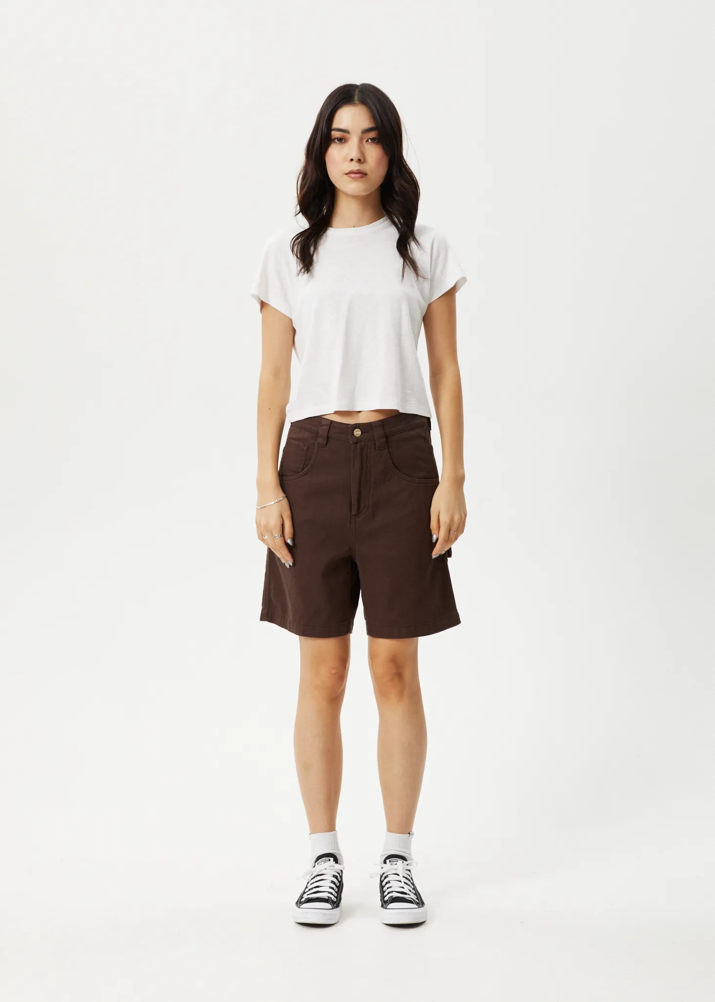 AFENDS Womens Emilie - Canvas Carpenter Short - Coffee