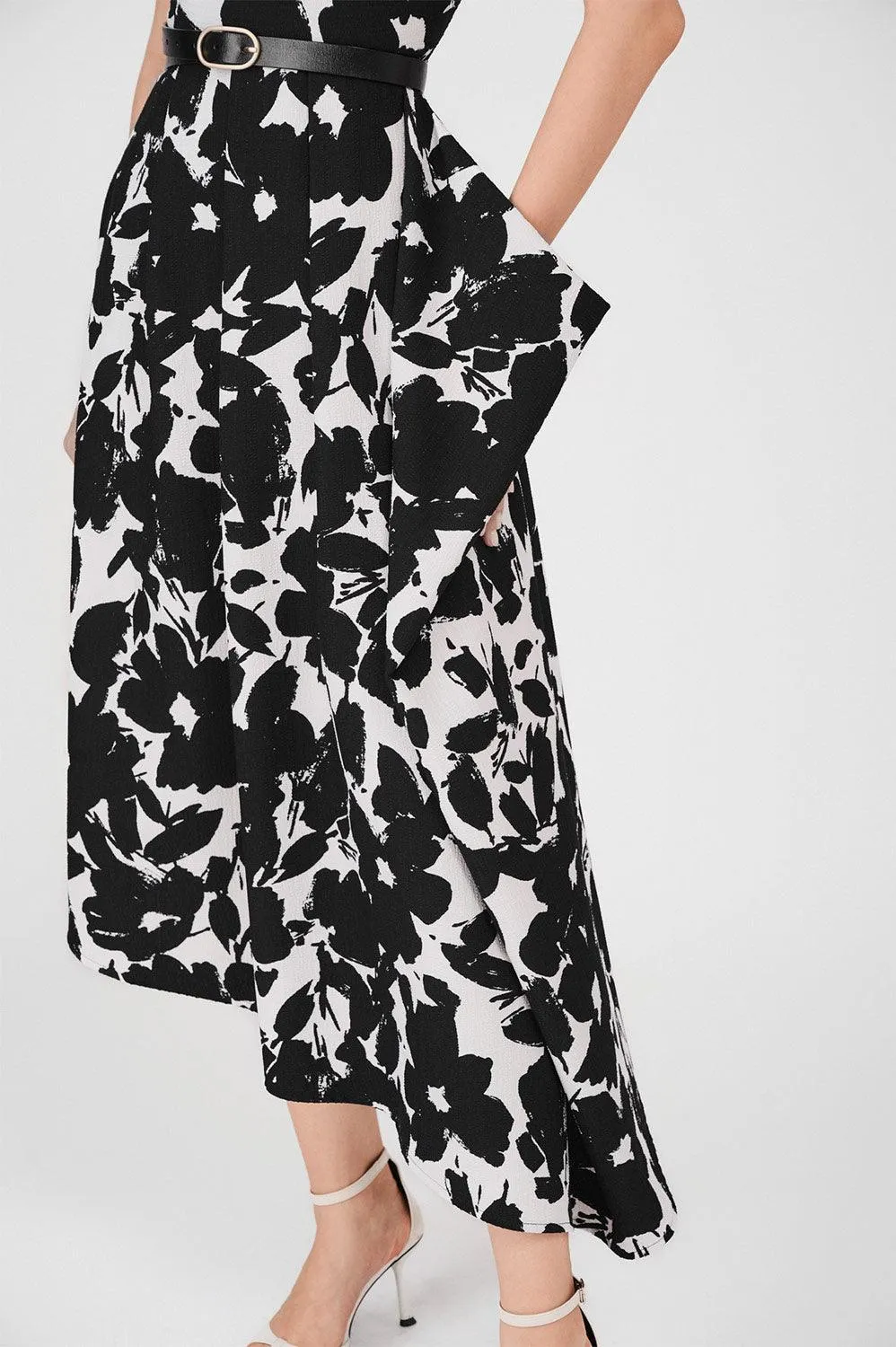 Amaya Asymmetric Pleated Poly Silk Midi Dress