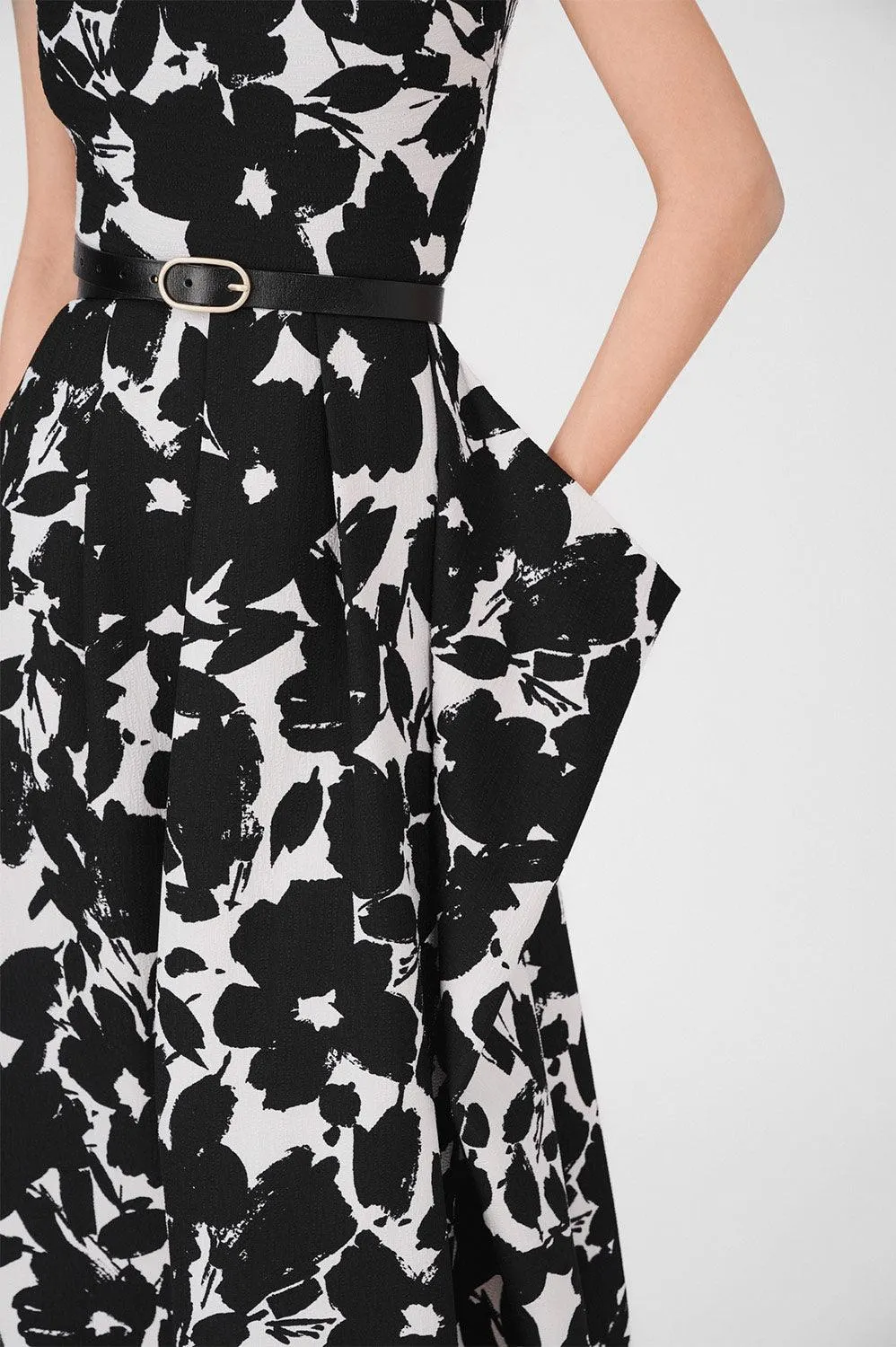 Amaya Asymmetric Pleated Poly Silk Midi Dress
