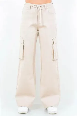 American Bazi Drawstring Wide Leg Cargo Pants
