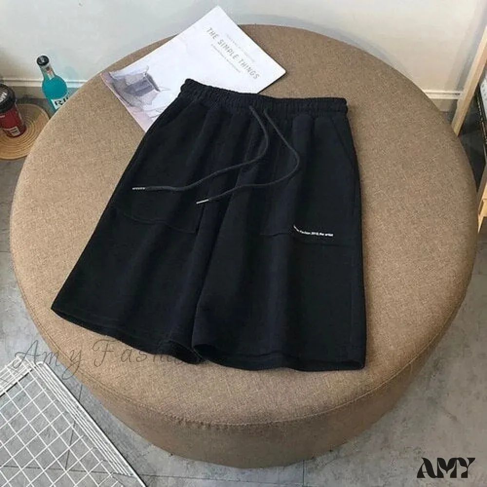 Amy Fashion - Casual Loose Letter Print Shorts