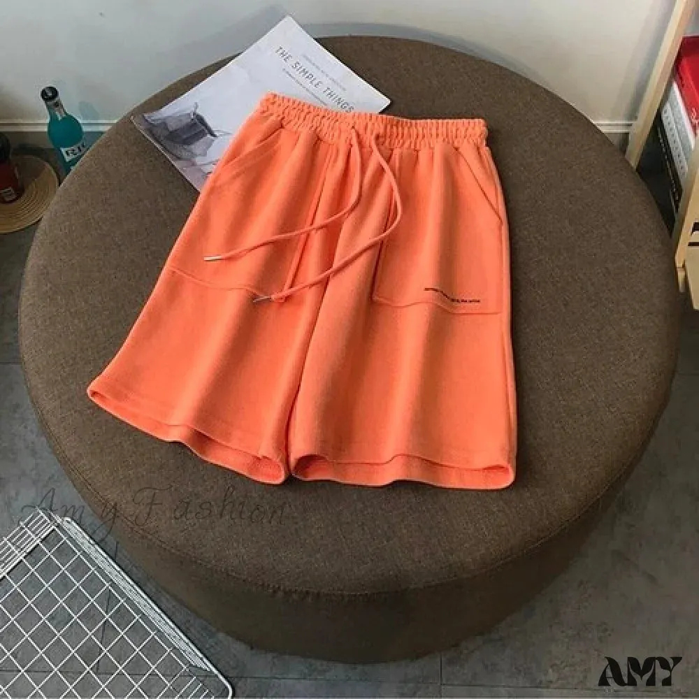 Amy Fashion - Casual Loose Letter Print Shorts
