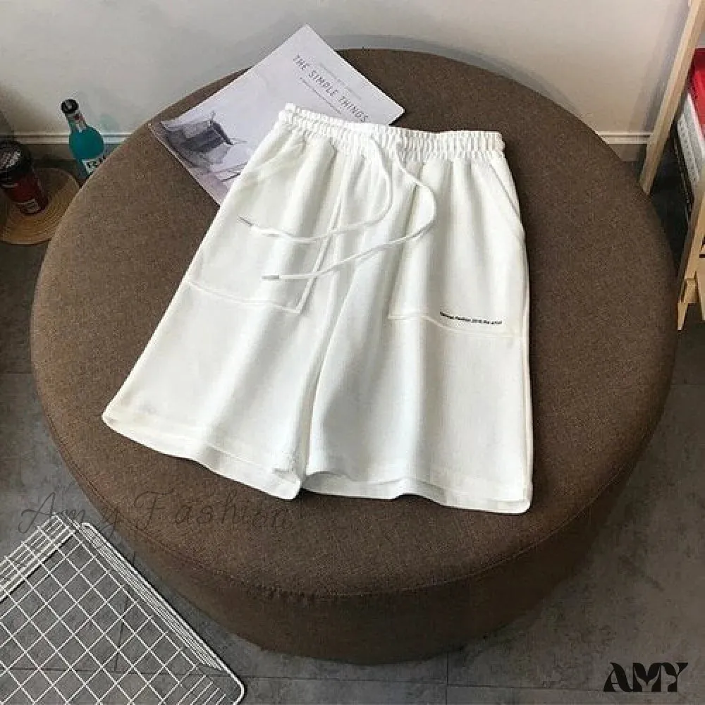 Amy Fashion - Casual Loose Letter Print Shorts