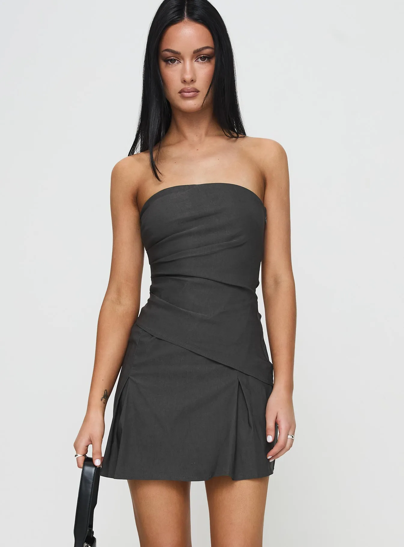 Belleza Strapless Mini Dress Slate Grey