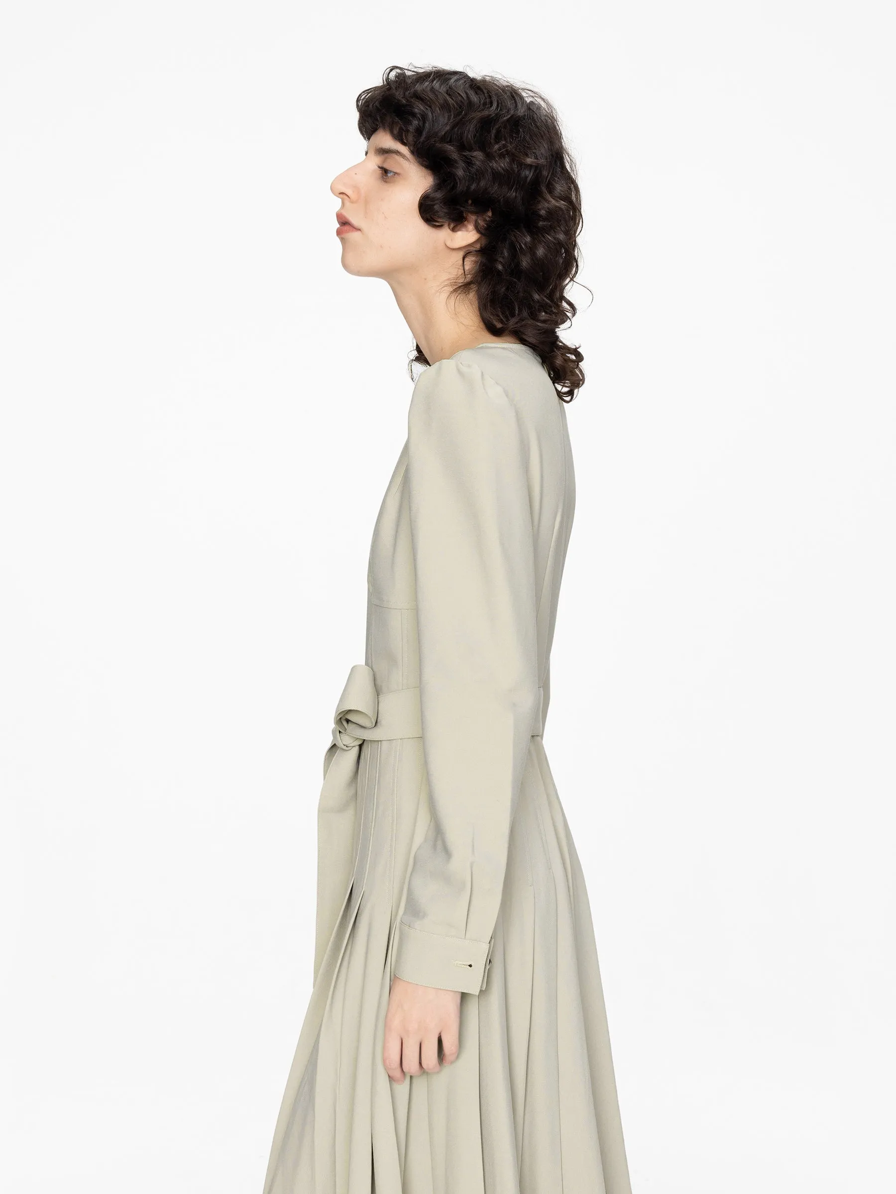 Belted Pleated Midi Dress