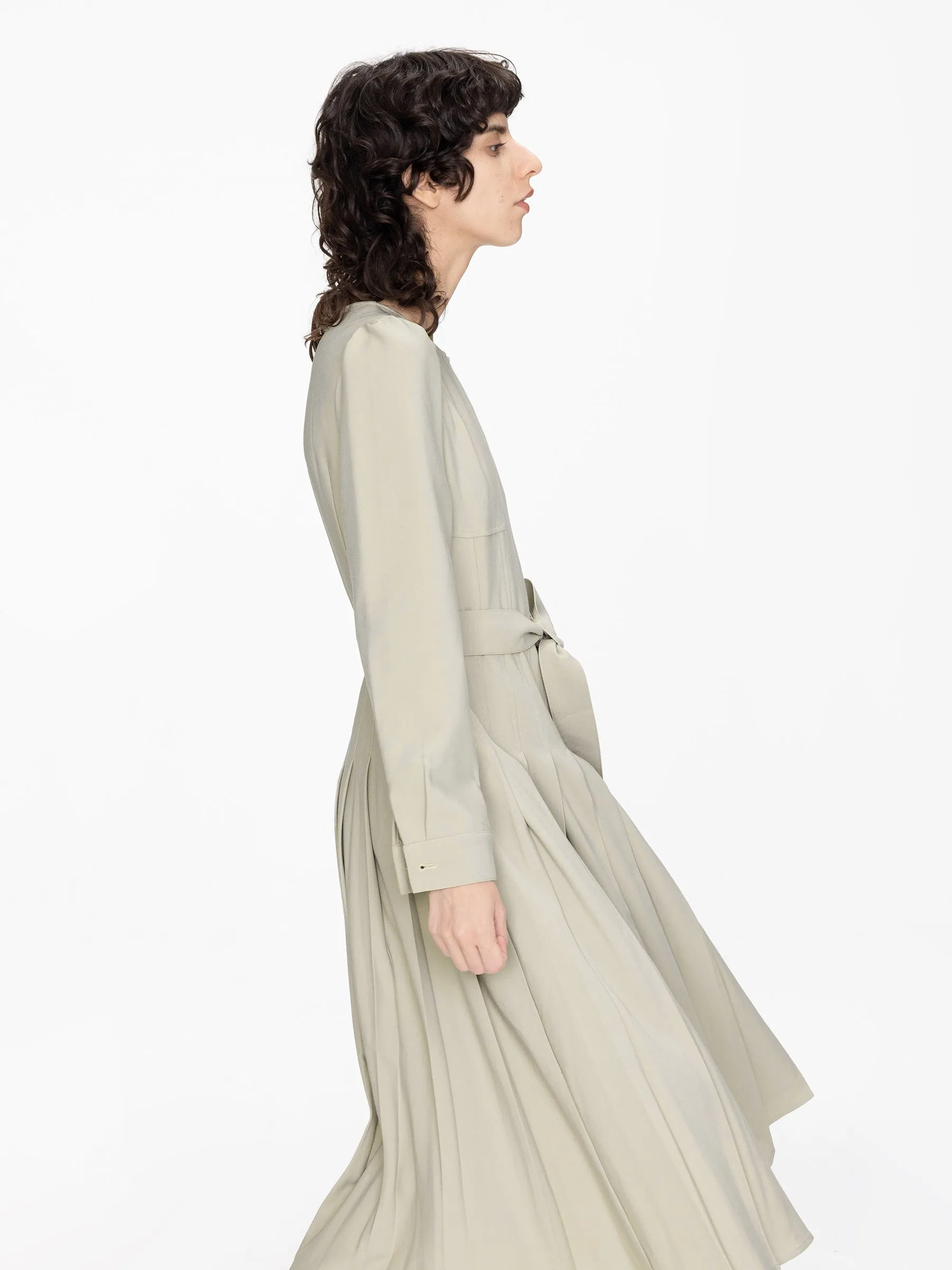 Belted Pleated Midi Dress