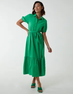 Belted Tiered Midi Dress