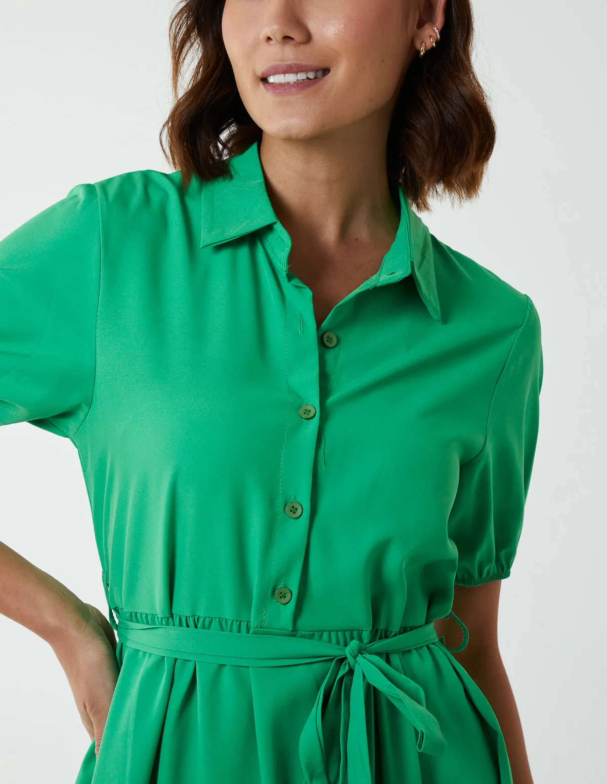 Belted Tiered Midi Dress