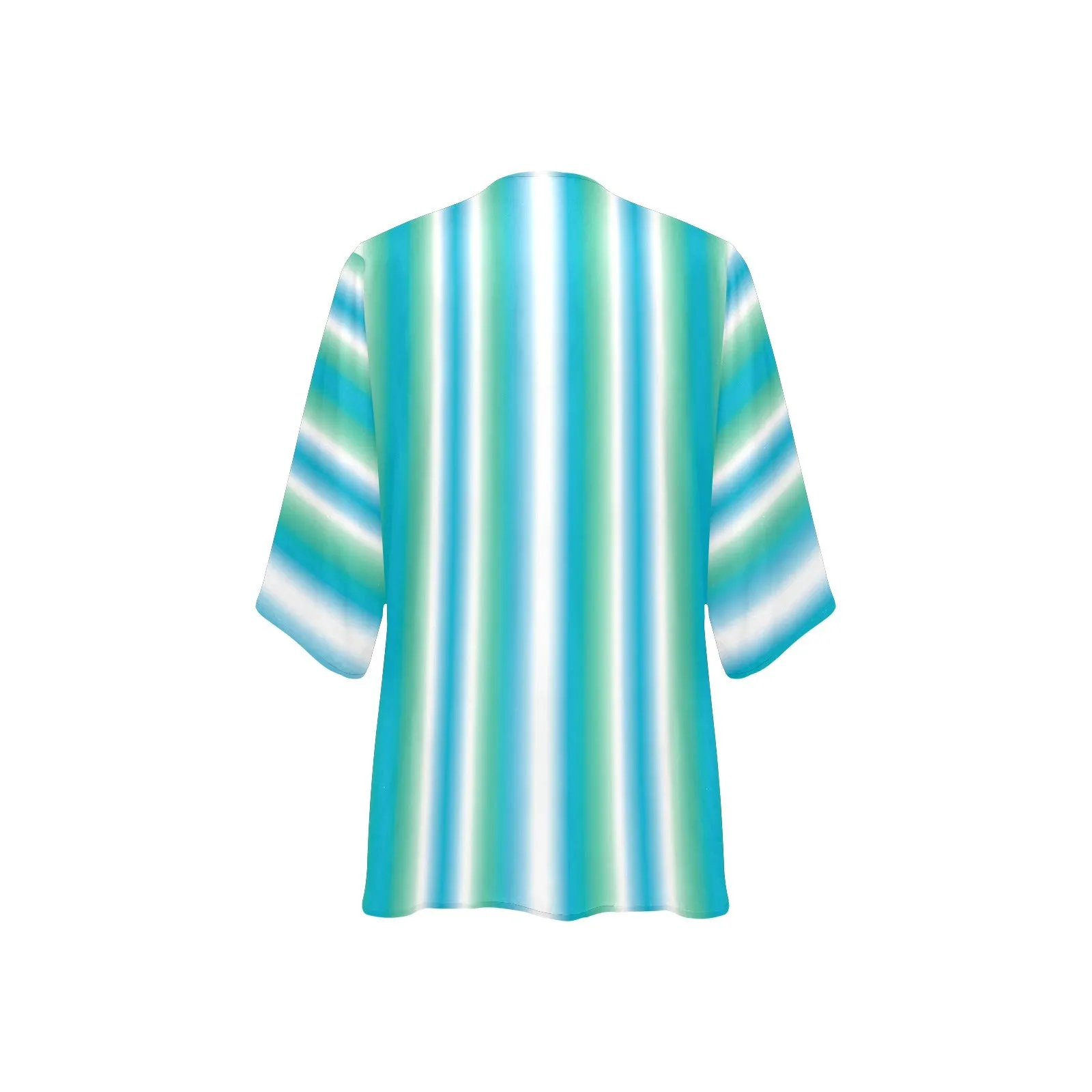 biscayne atoll white pattern print Women's Kimono Chiffon Cover Up (Model H51)