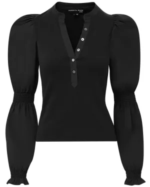Black Effy Puff Sleeve Top