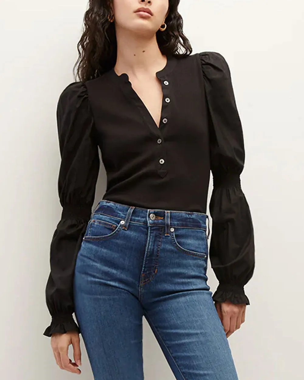 Black Effy Puff Sleeve Top