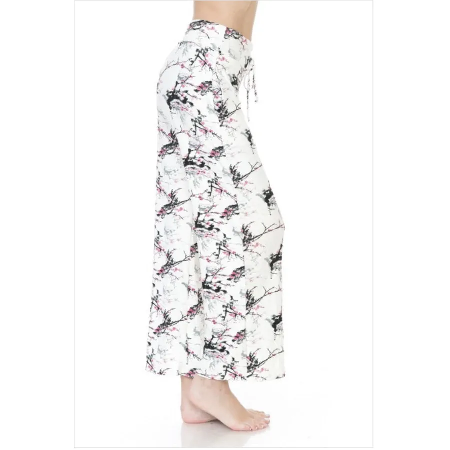 Buttery Soft Lounge / Pyjama Pants - Ivory Abstract Floral