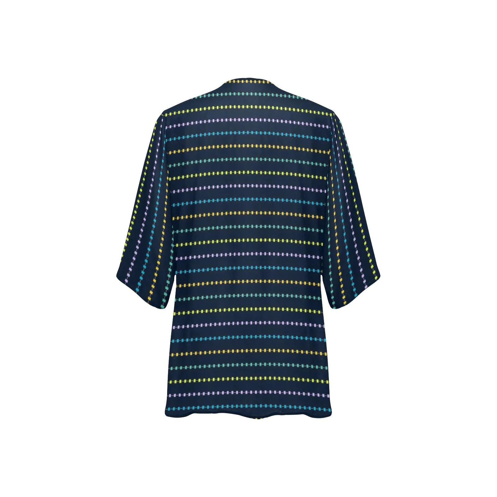 colored square polka dots 10 C Women's Kimono Chiffon Cover Up (Model H51)