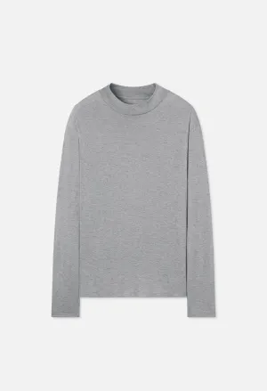 Cotton Cashmere Mock Neck / Grey
