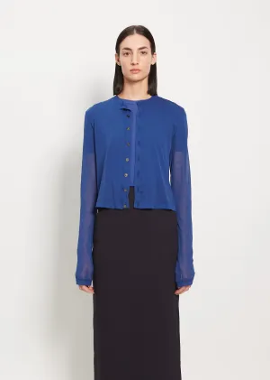 Cotton Gauze Cardigan — Blue