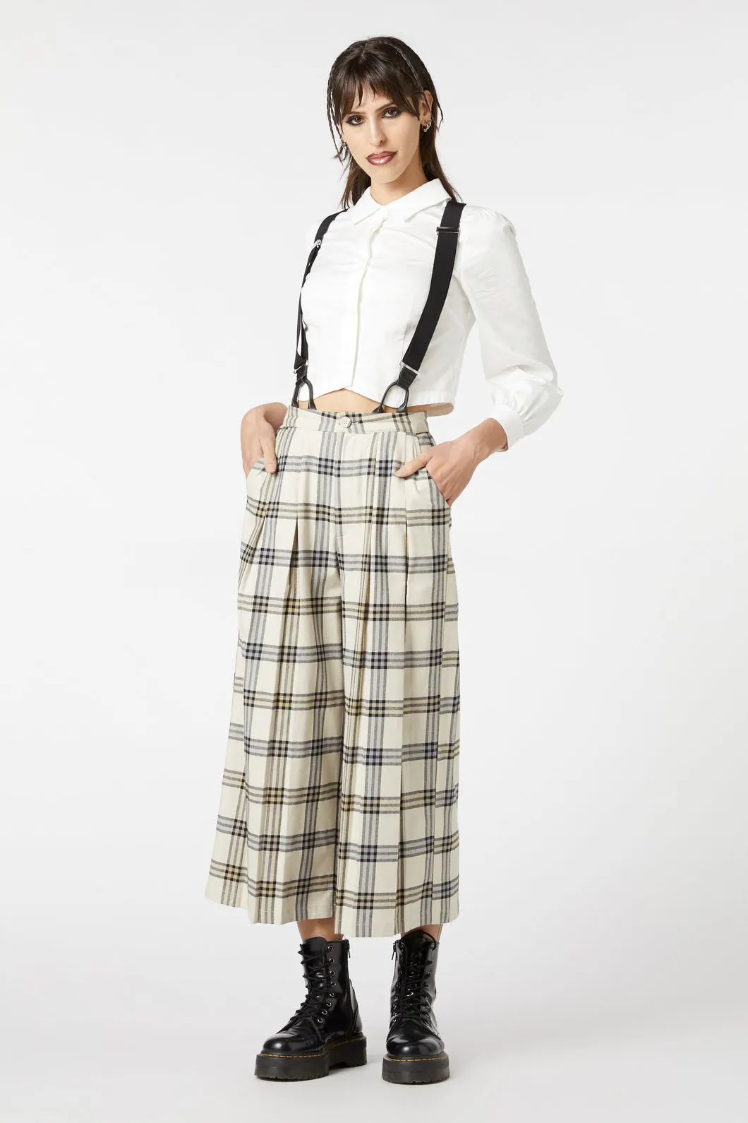 Crescent Tartan Pleated Culottes