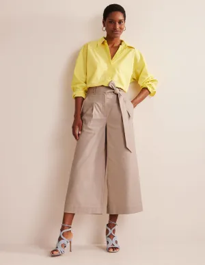 Cropped Wide-Leg Trousers-Rope
