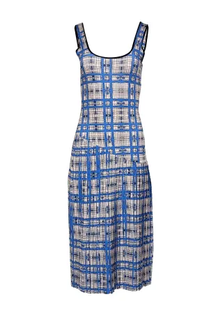 Dhruv Kapoor - Blue, Cream, & Black Geometric Print Sleeveless Maxi Dress Sz XXSP