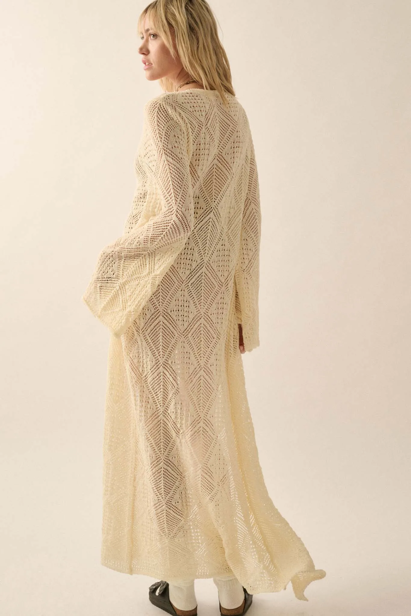 Diamond Days Geometric Crochet Duster Cardigan