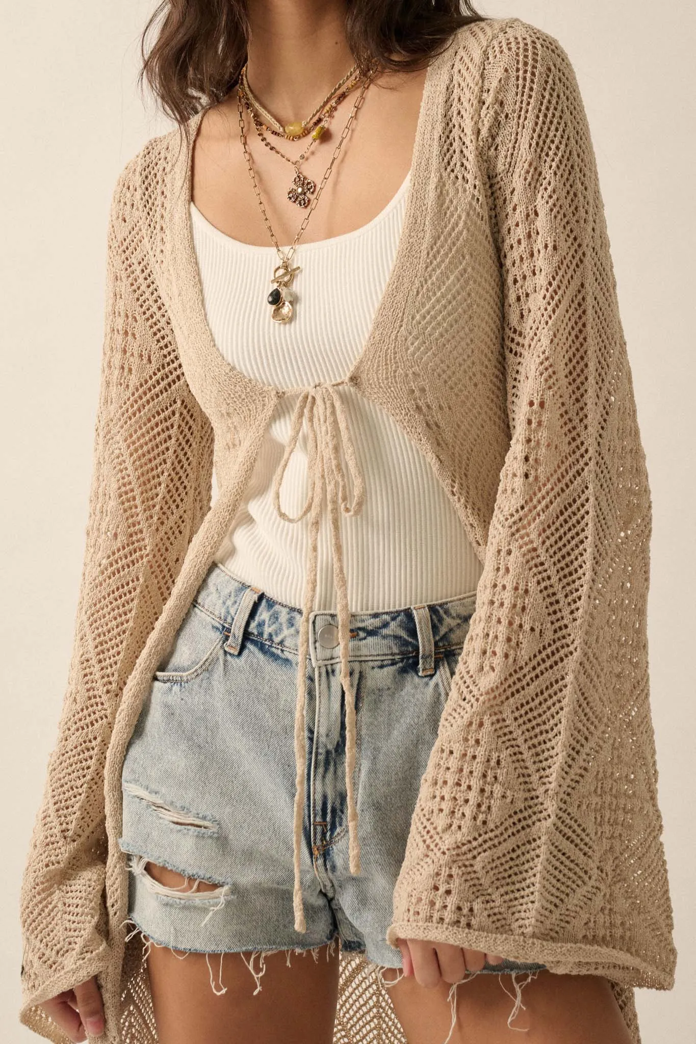 Diamond Days Geometric Crochet Duster Cardigan
