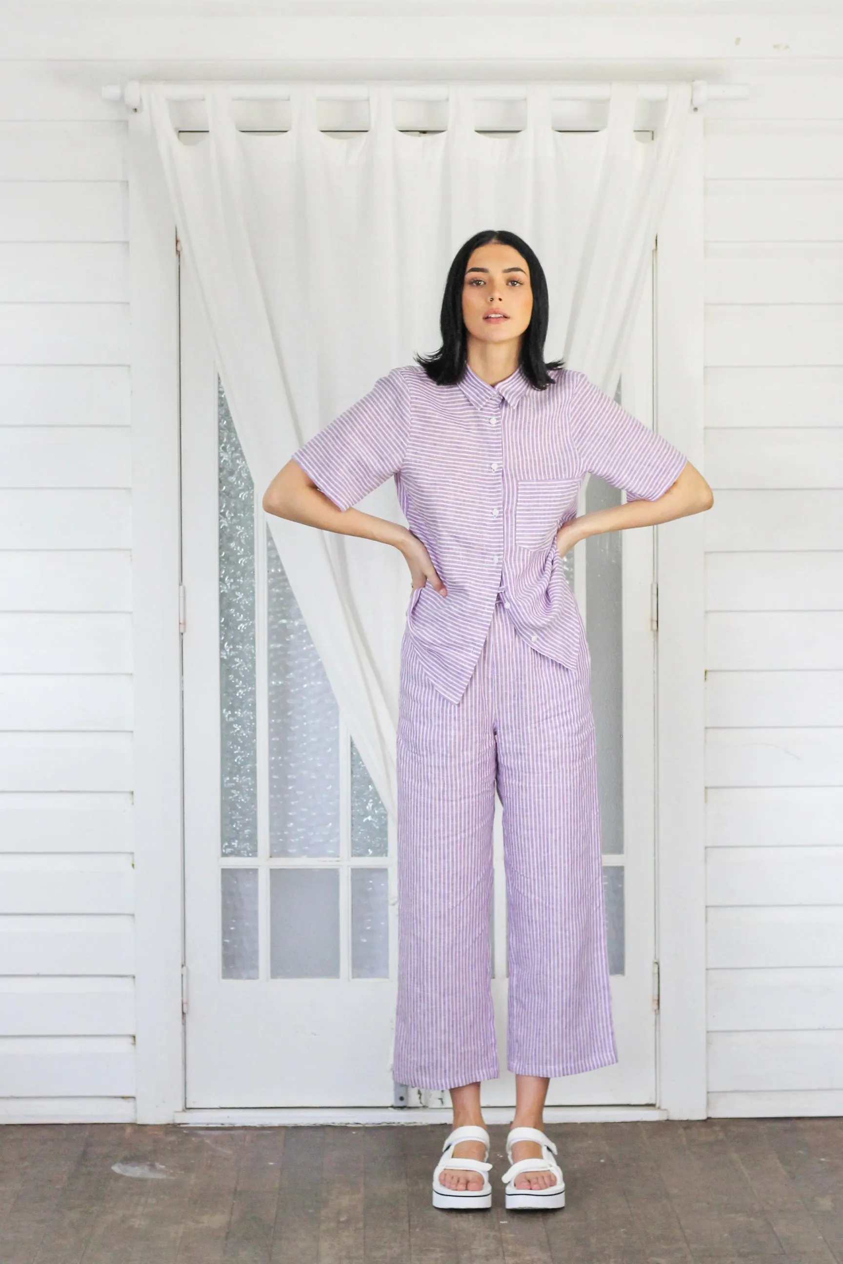 Grace Trousers- Lilac Stripe