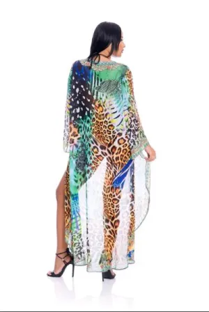 Green animal print duster #640