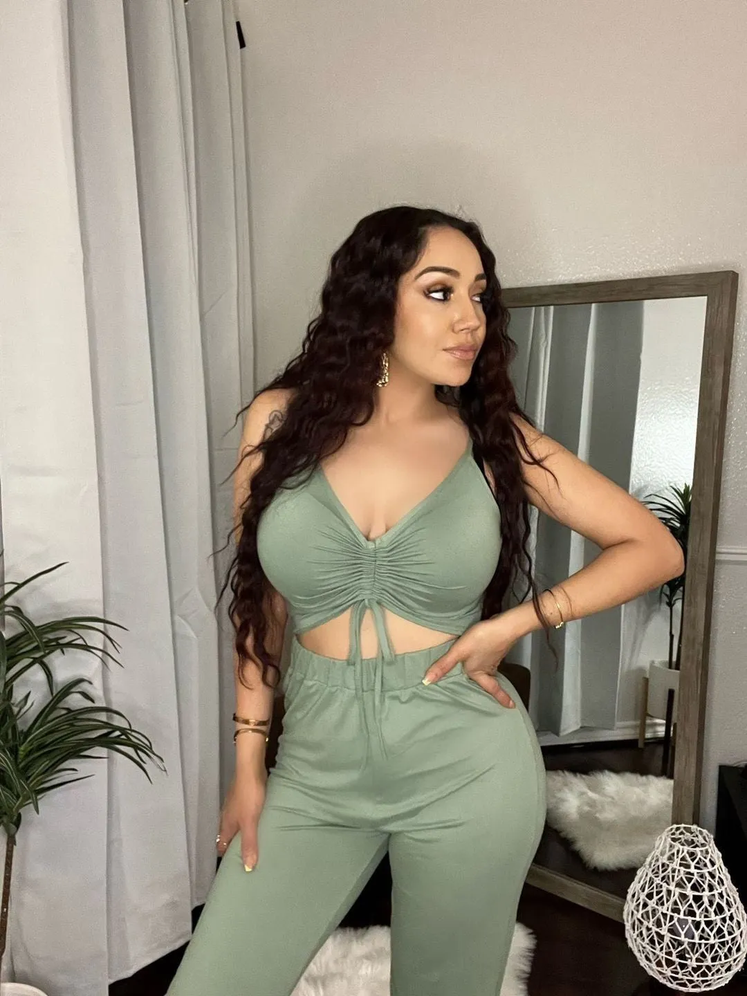 Green jumpsuit