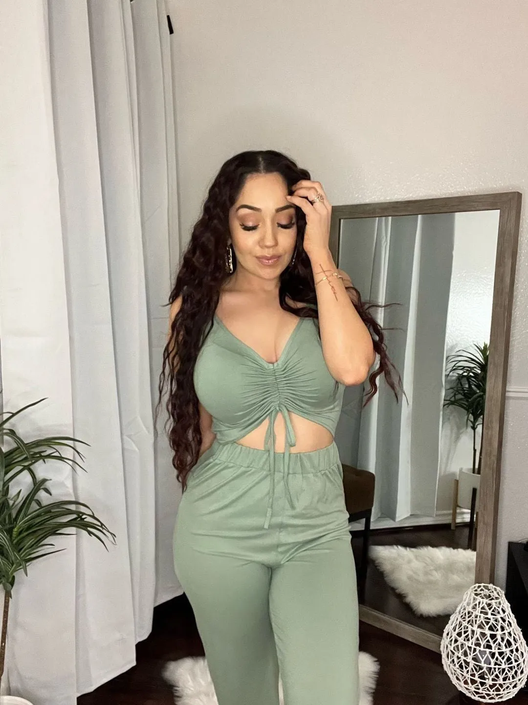 Green jumpsuit