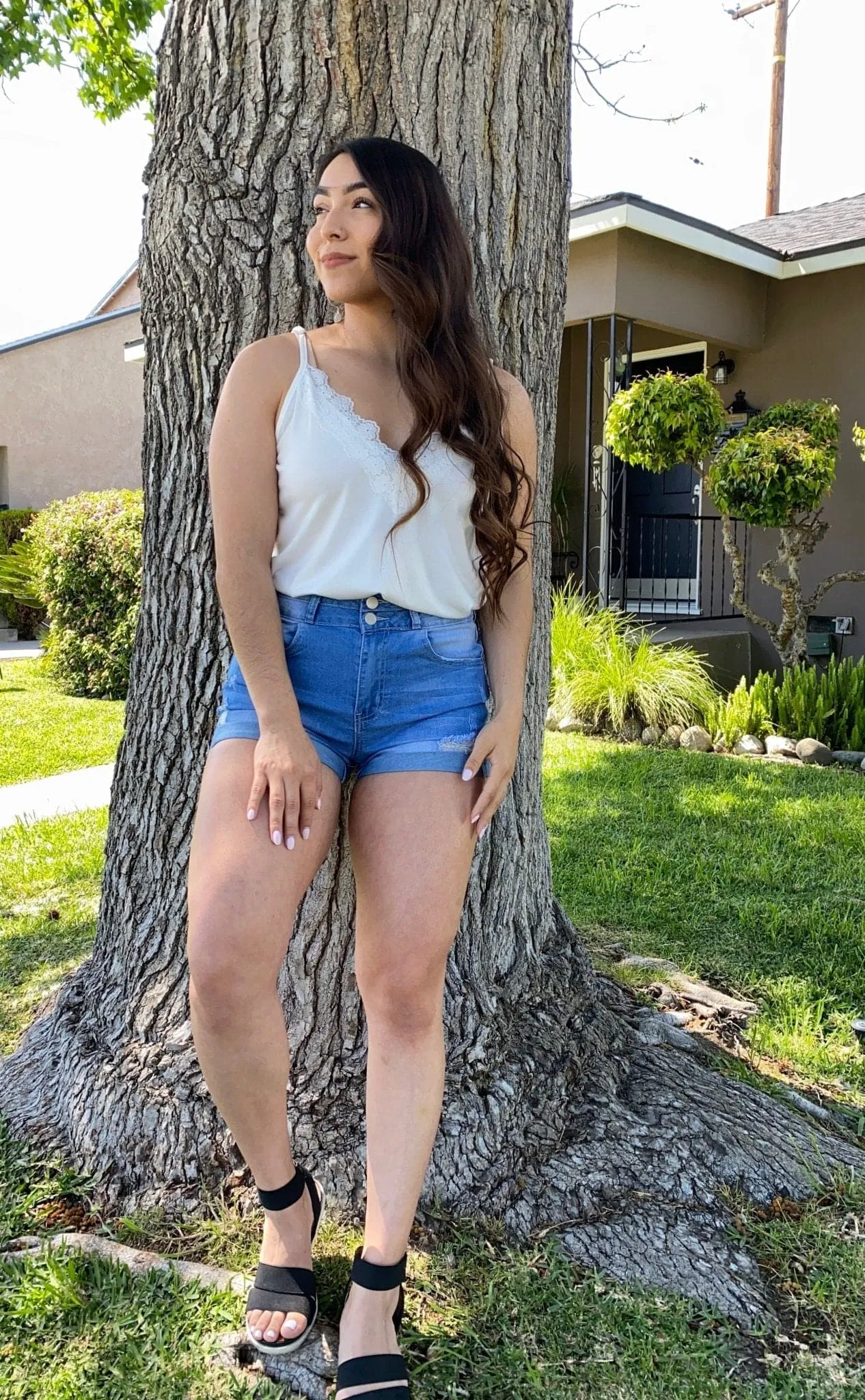 Haley Blue High-Rise Denim Shorts