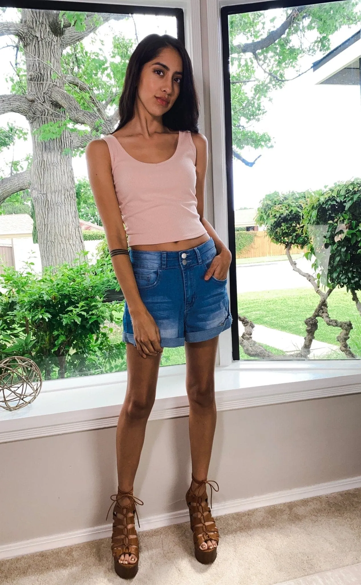 Haley Blue High-Rise Denim Shorts