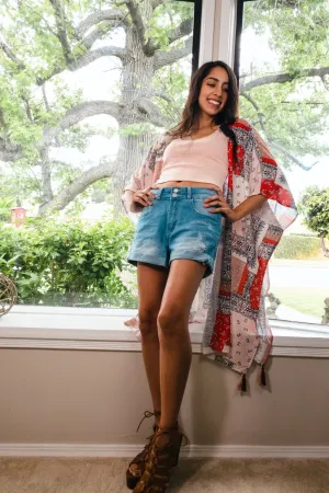 Haley Blue High-Rise Denim Shorts