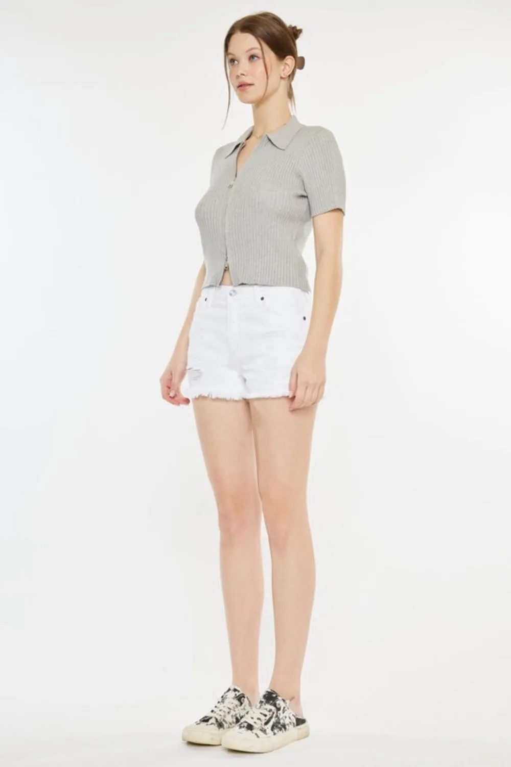 Hazel Blues® |  Kancan Raw Hem Distressed Denim Shorts