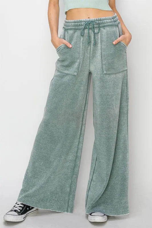 High Rise Wide Leg Drawstring Sweatpants