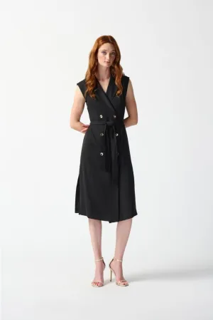 Joseph Ribkoff Black Double-Breasted Belted Midi Wrap Dress 242075