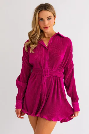 JOY PLEATED MINI SHIRT DRESS