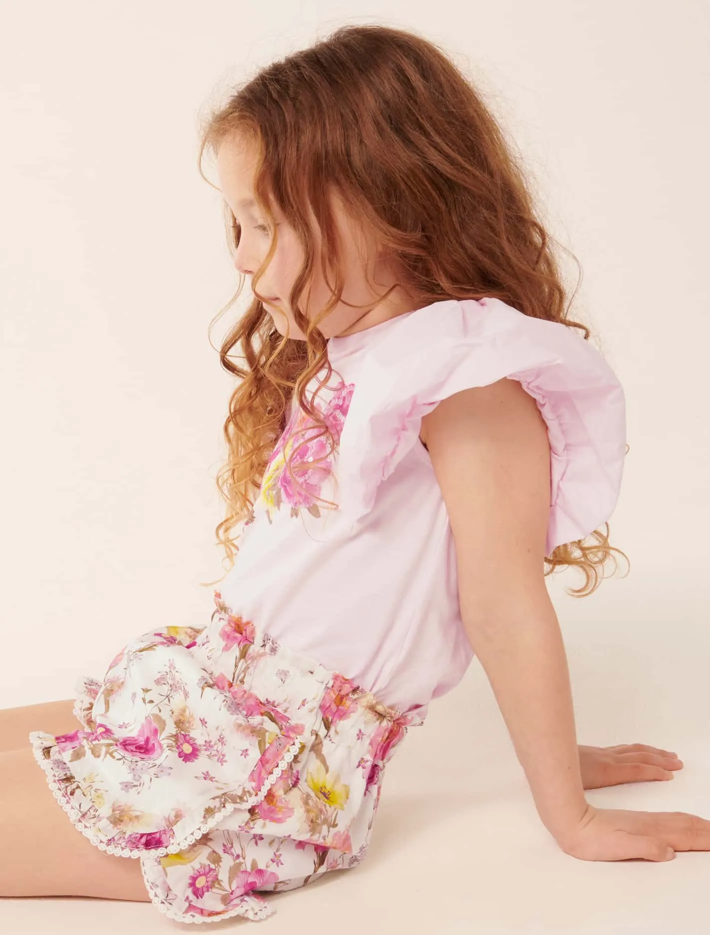 Joy Puff Sleeve Applique Girls T-shirt