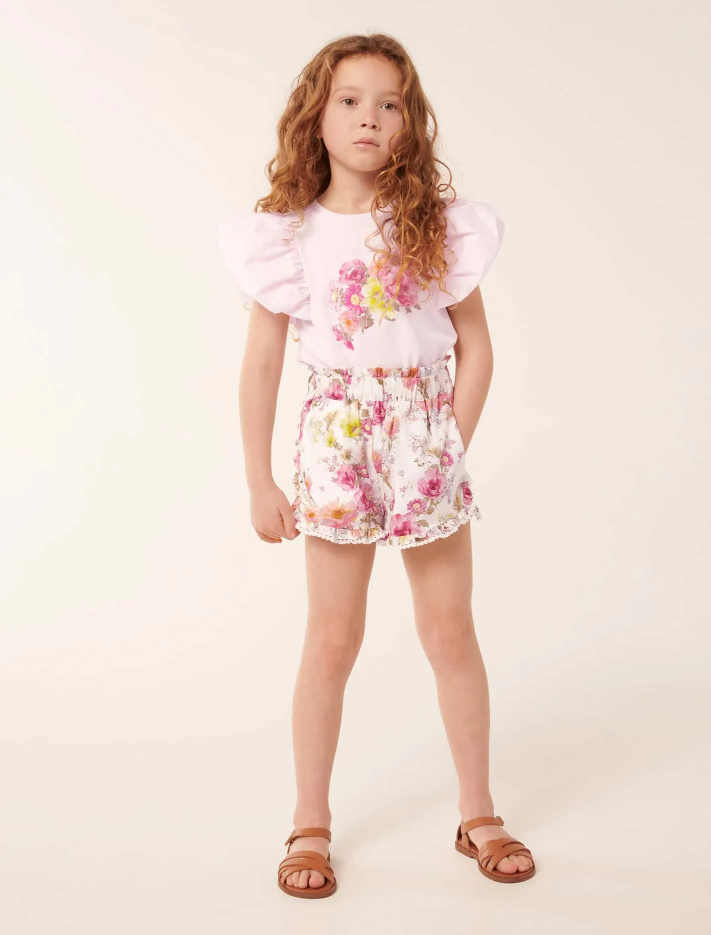 Joy Puff Sleeve Applique Girls T-shirt