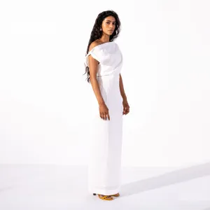Linen Asymmetrical Straight Dress | Women | White