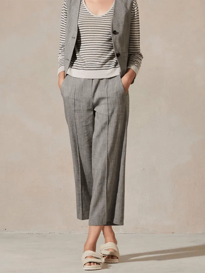 Luisa Cerano Linen Dark Grey Wide Leg Trousers 658402 3356 1701