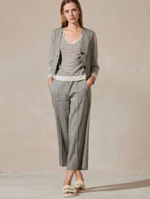 Luisa Cerano Linen Dark Grey Wide Leg Trousers 658402 3356 1701