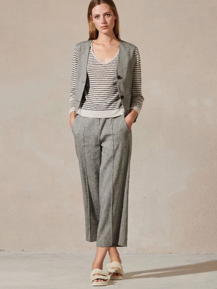 Luisa Cerano Linen Dark Grey Wide Leg Trousers 658402 3356 1701
