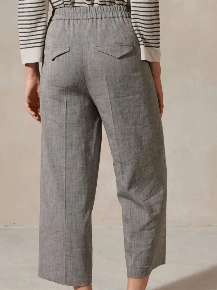 Luisa Cerano Linen Dark Grey Wide Leg Trousers 658402 3356 1701
