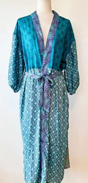 Luxurious Silk Kimono Duster, Feminine And Alluring (Royal)