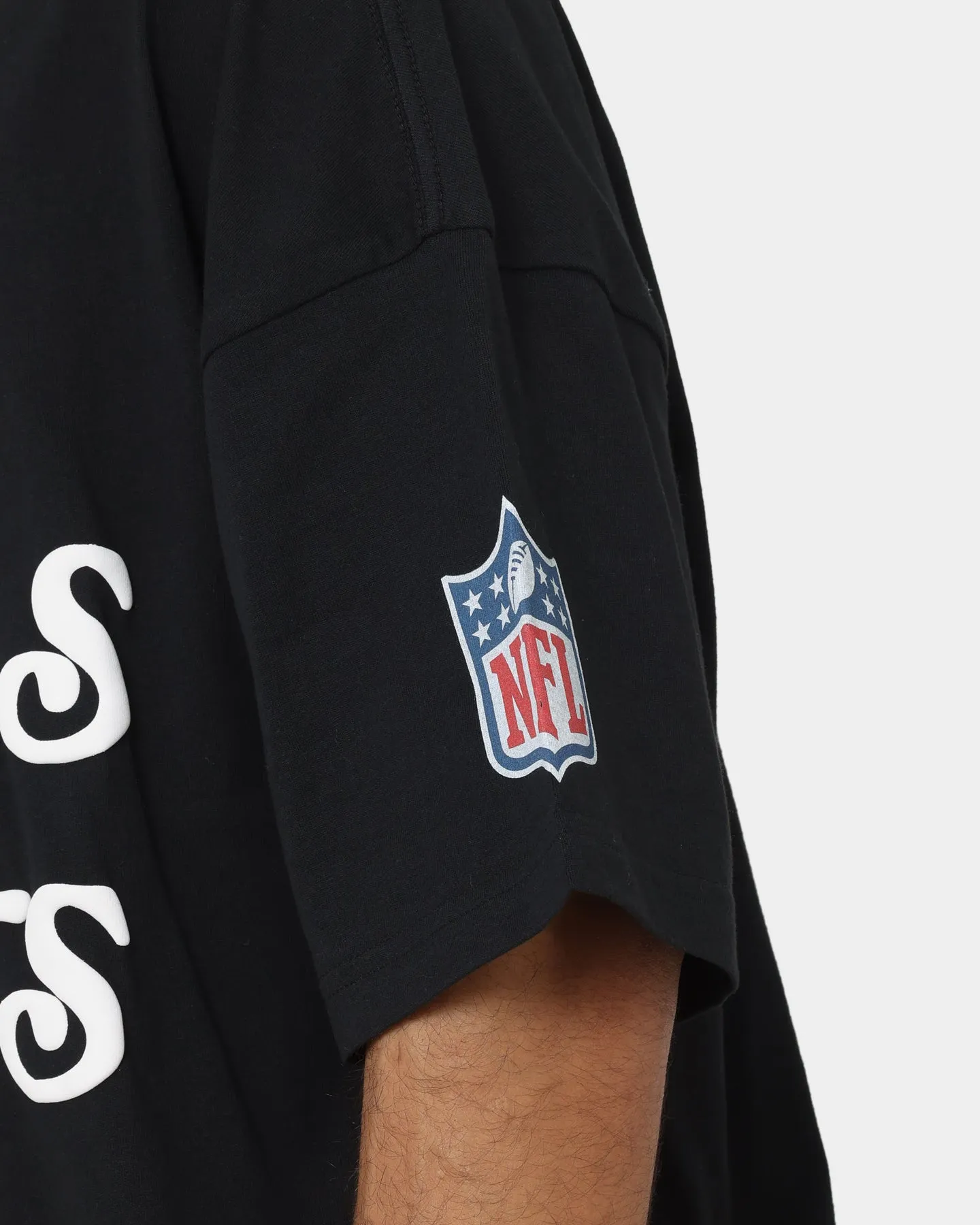 Majestic Athletic Las Vegas Raiders Puff Print Patch Oversized T-Shirt Faded Black