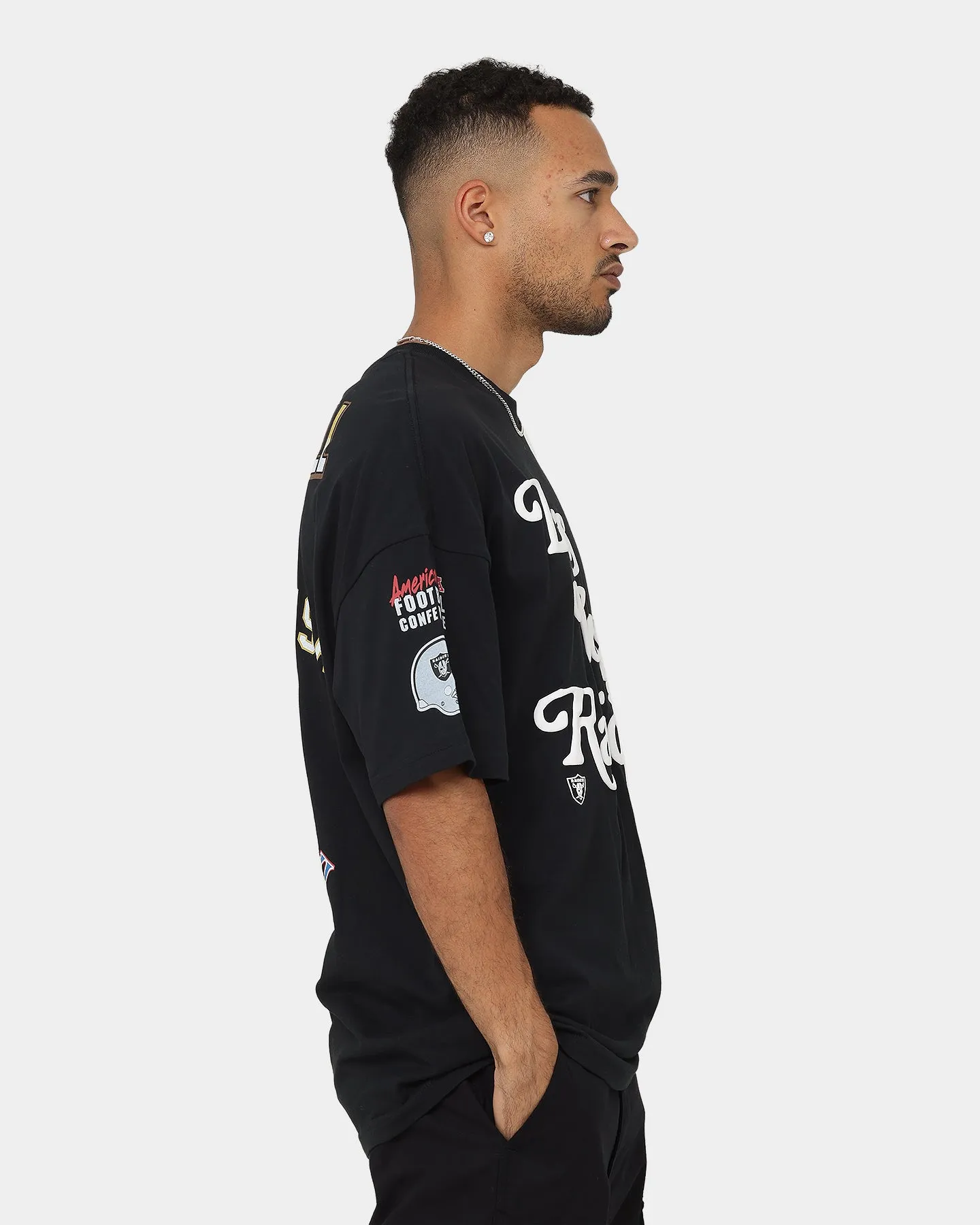 Majestic Athletic Las Vegas Raiders Puff Print Patch Oversized T-Shirt Faded Black