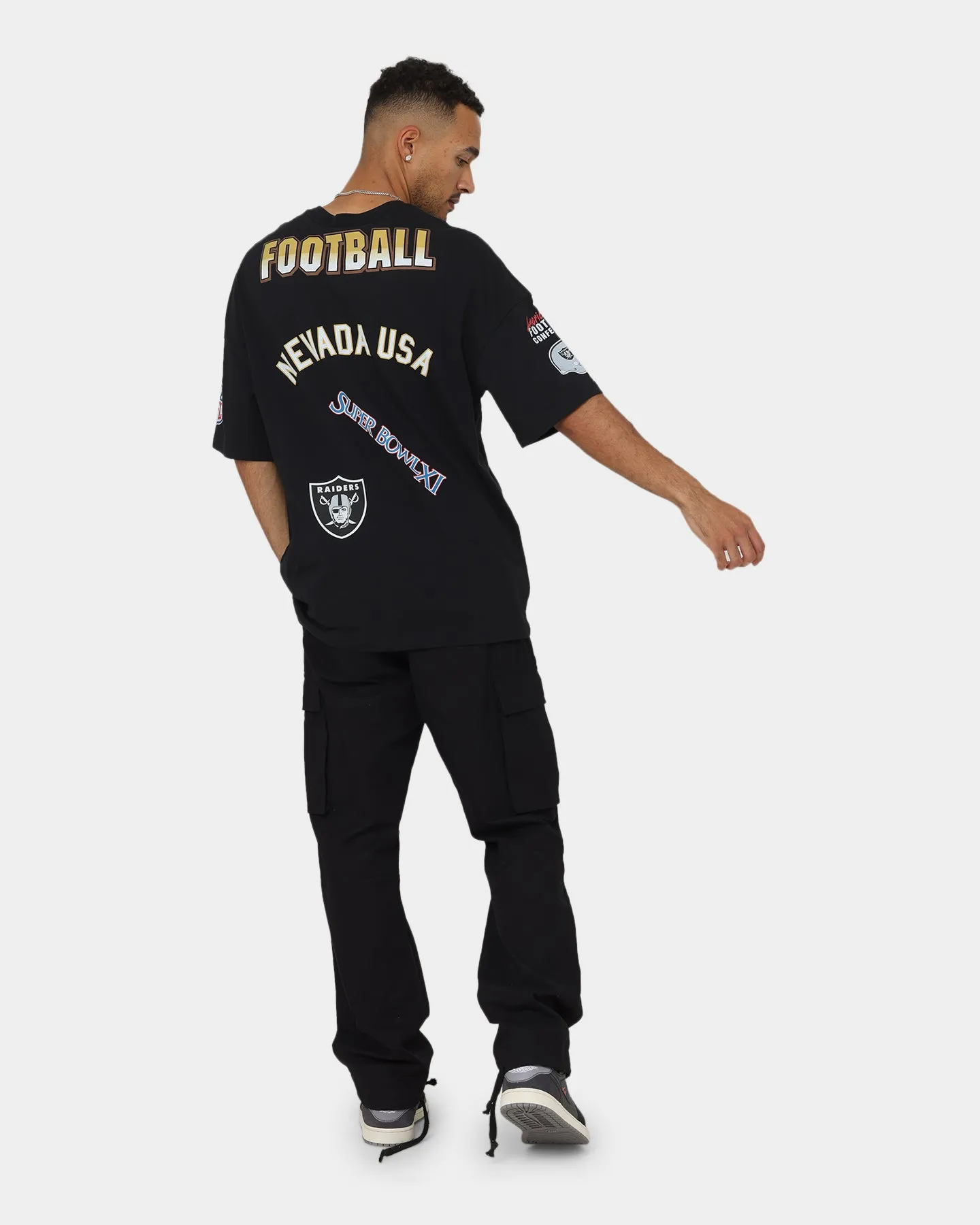 Majestic Athletic Las Vegas Raiders Puff Print Patch Oversized T-Shirt Faded Black