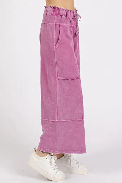Mittoshop Mineral Wash Seam French Terry Wide Leg Pants