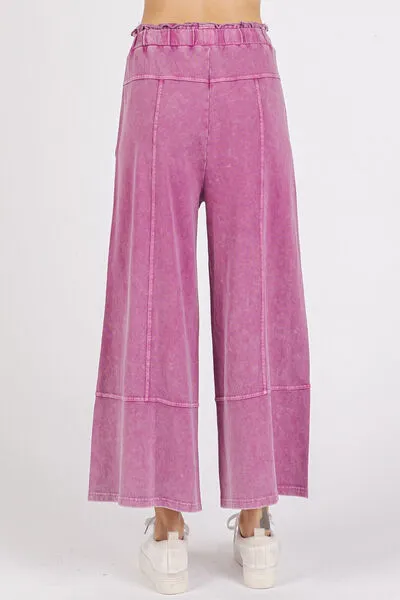 Mittoshop Mineral Wash Seam French Terry Wide Leg Pants