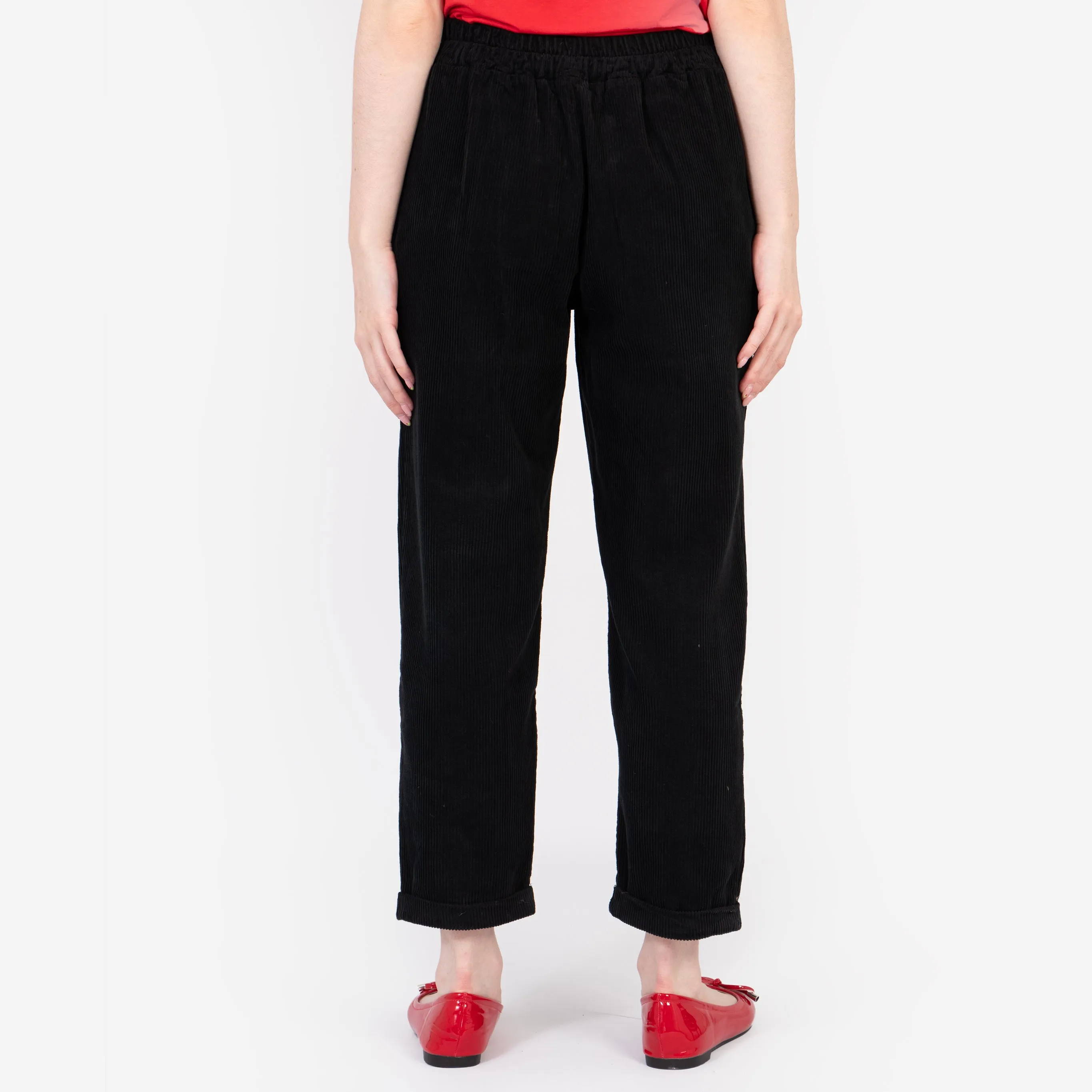Olive Tapered Leg Trousers - Black, Babycord