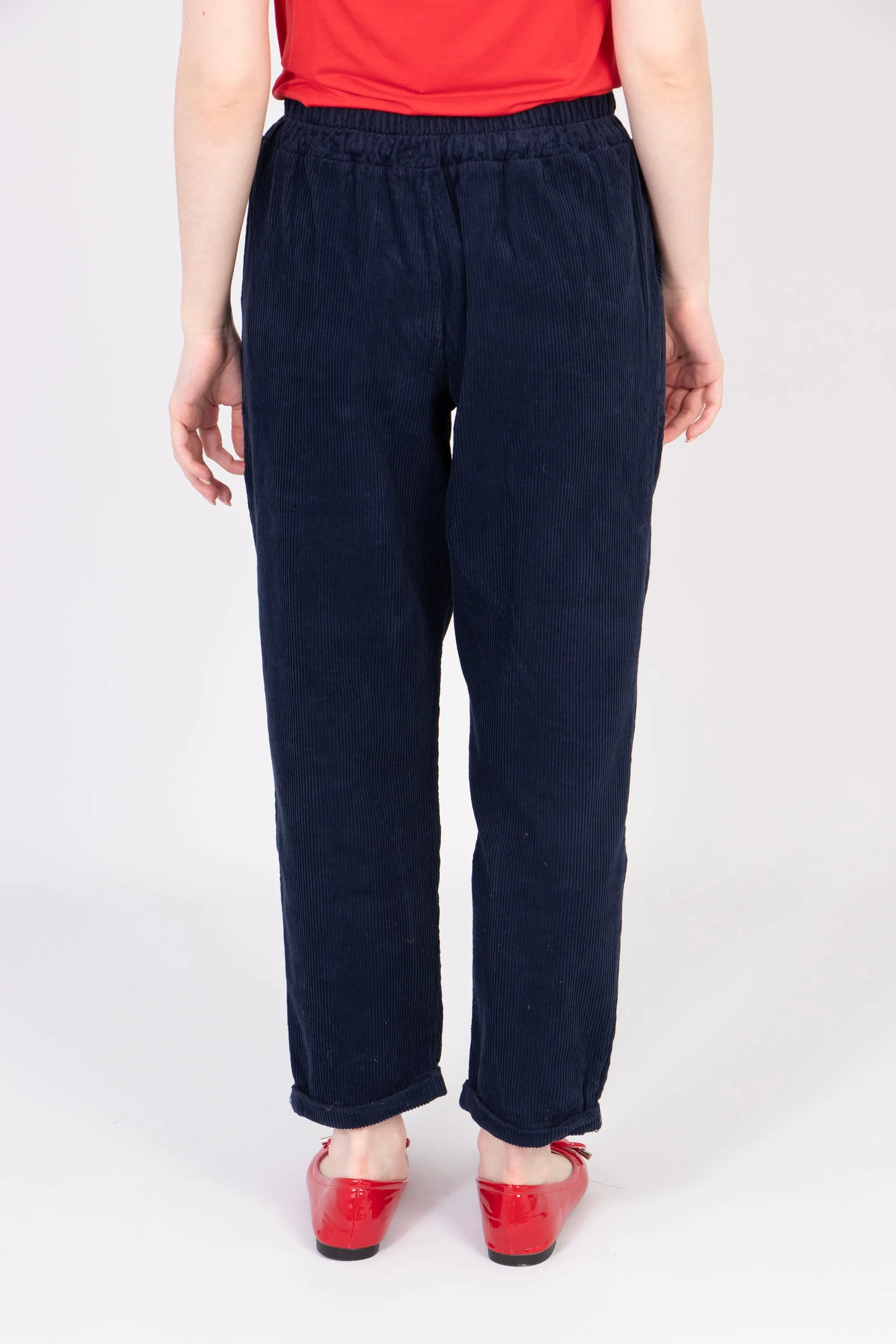 Olive Tapered Leg Trousers - Navy Blue, Babycord